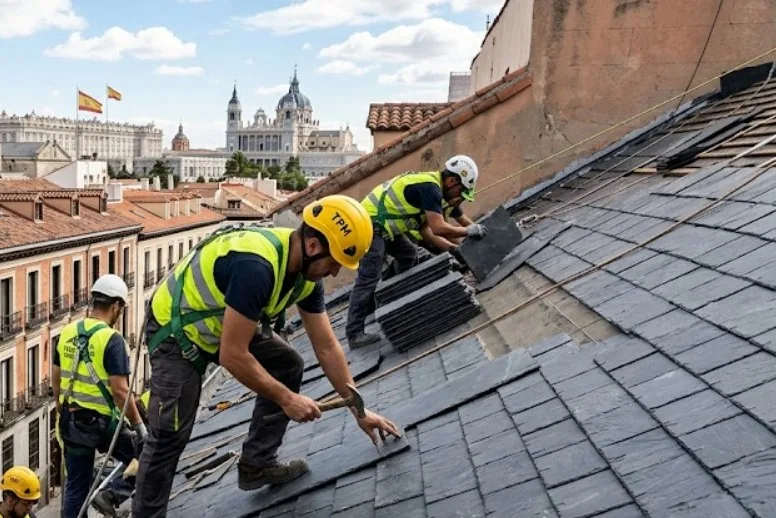 Certificación e inspección periódica de una línea de vida en cubierta de pizarra