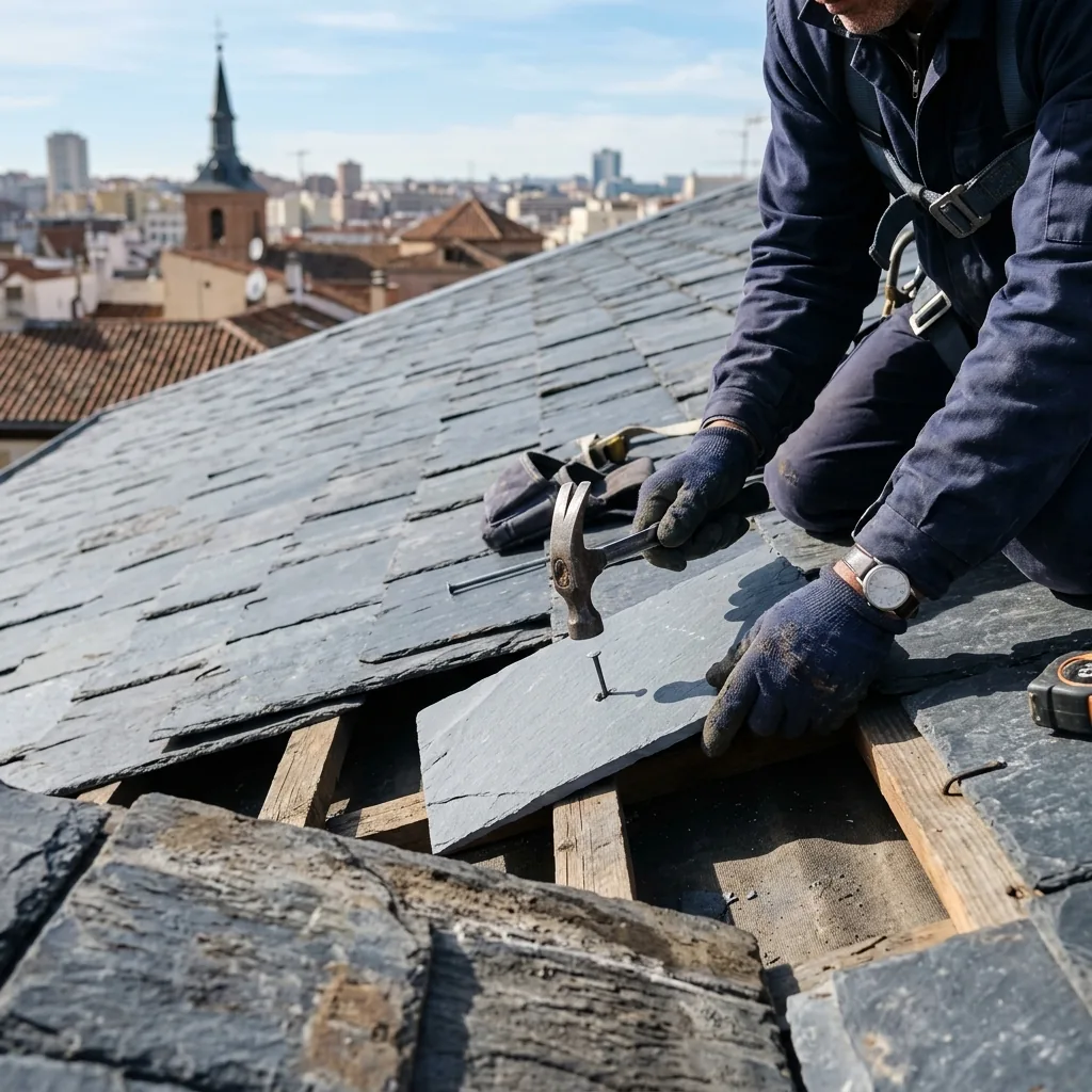 Reparación de goteras en tejados de pizarra en Madrid